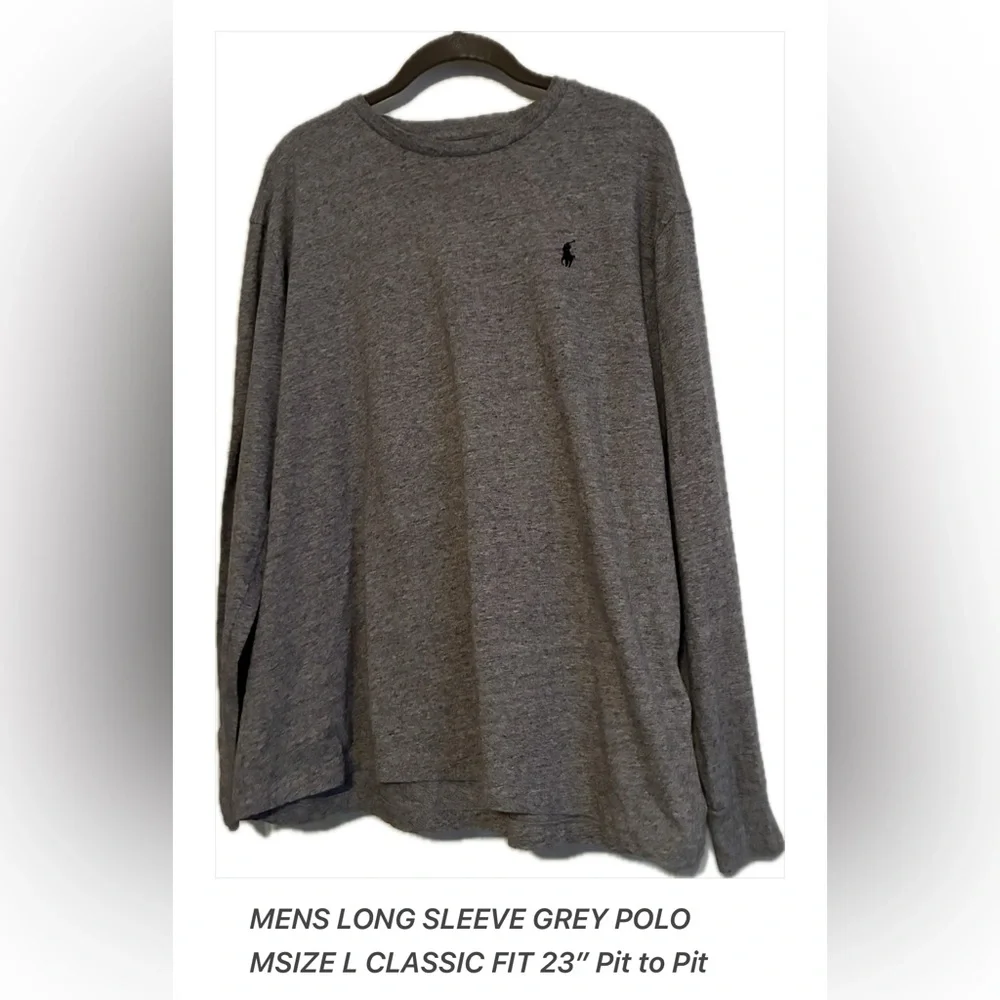 Polo by Ralph Lauren Size Large Gray Long Sleeve Cotton Polo Shirt Classic fit